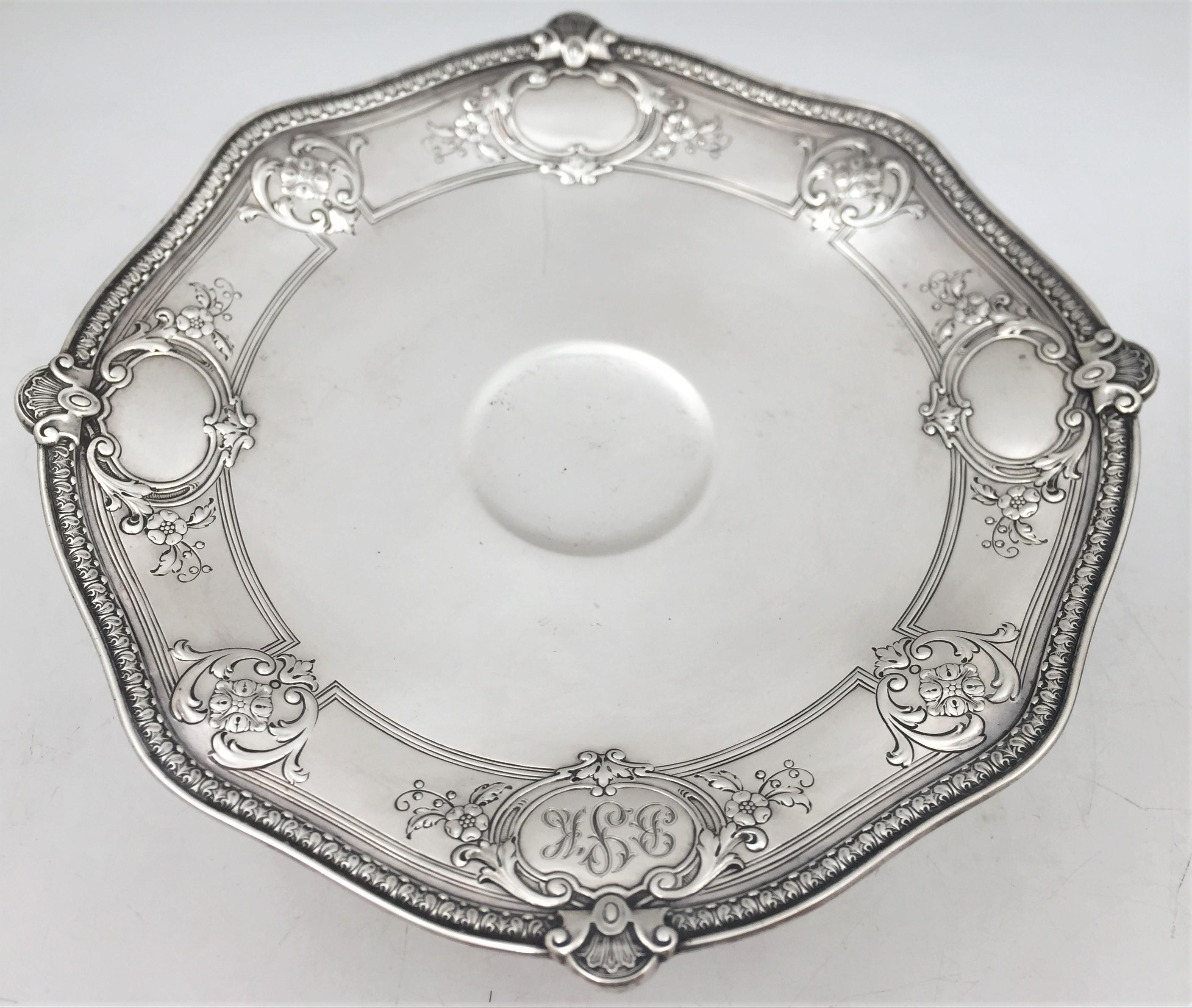 American Gorham Sterling Silver Pair of 1926 Tazzas Compotes Dishes in Gregorian Pattern For Sale