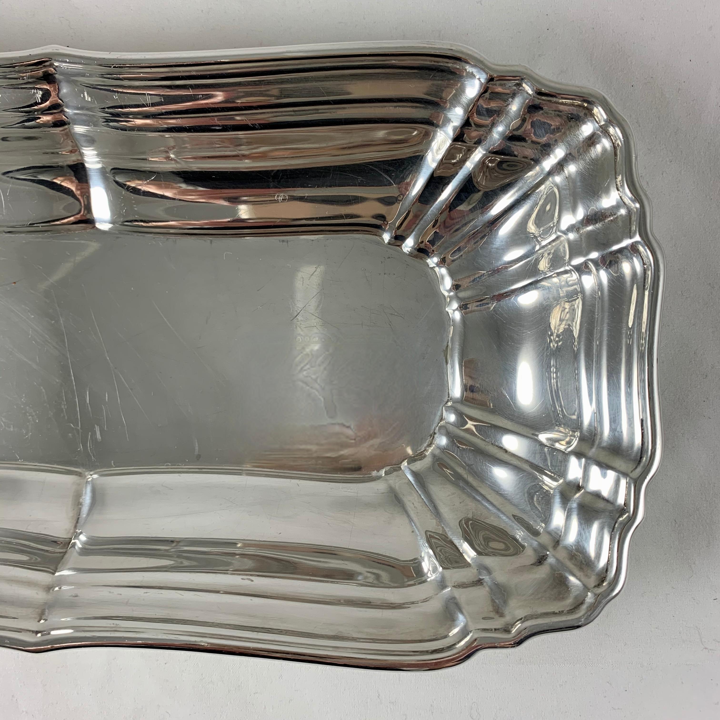 American Classical Gorham Sterling Silver Paneled Rectangular Celery or Relish Tray, circa 1940s For Sale