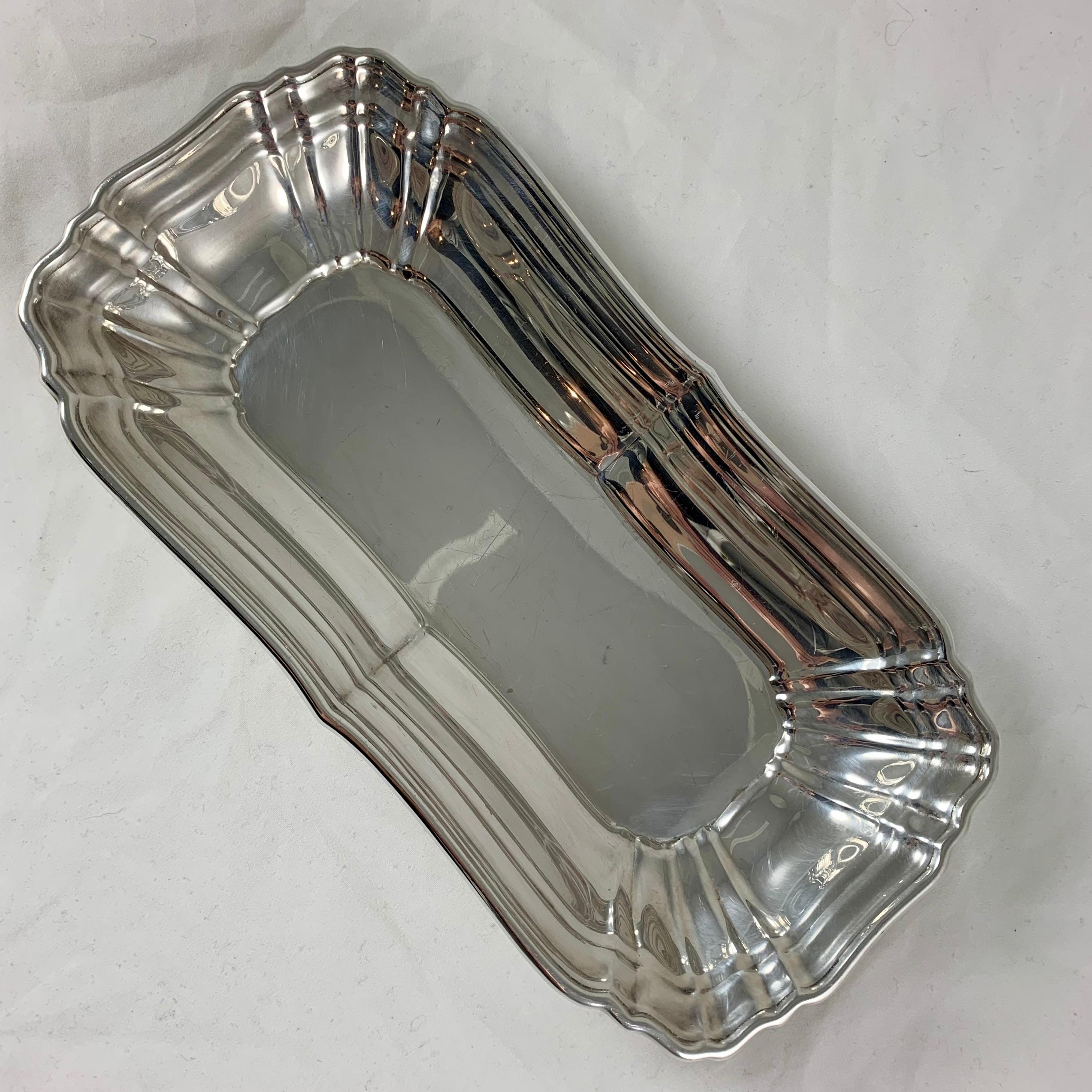 Metalwork Gorham Sterling Silver Paneled Rectangular Celery or Relish Tray, circa 1940s For Sale