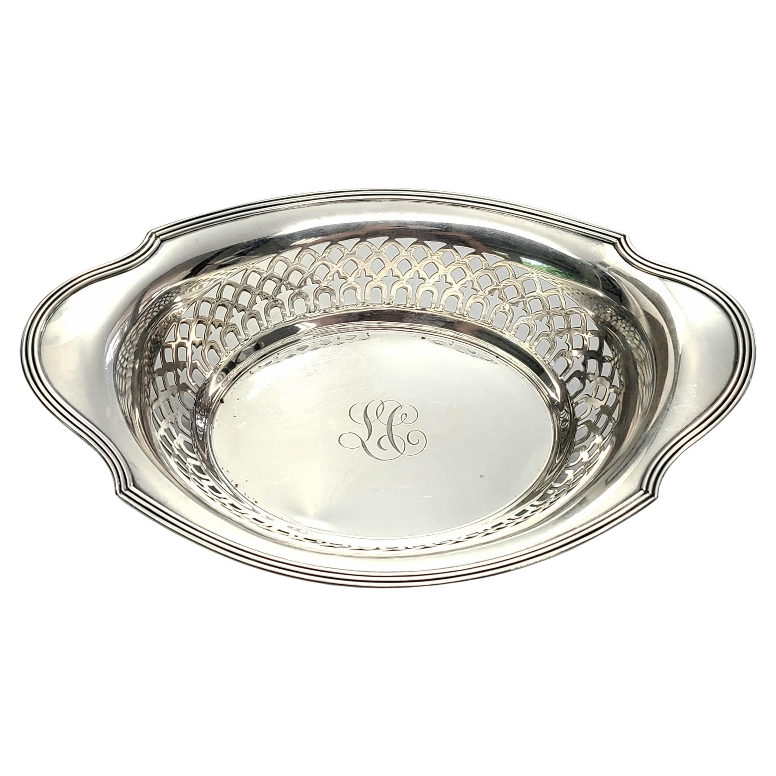 Gorham Sterling Silver Plymouth Open Work Bowl with Monogram For Sale