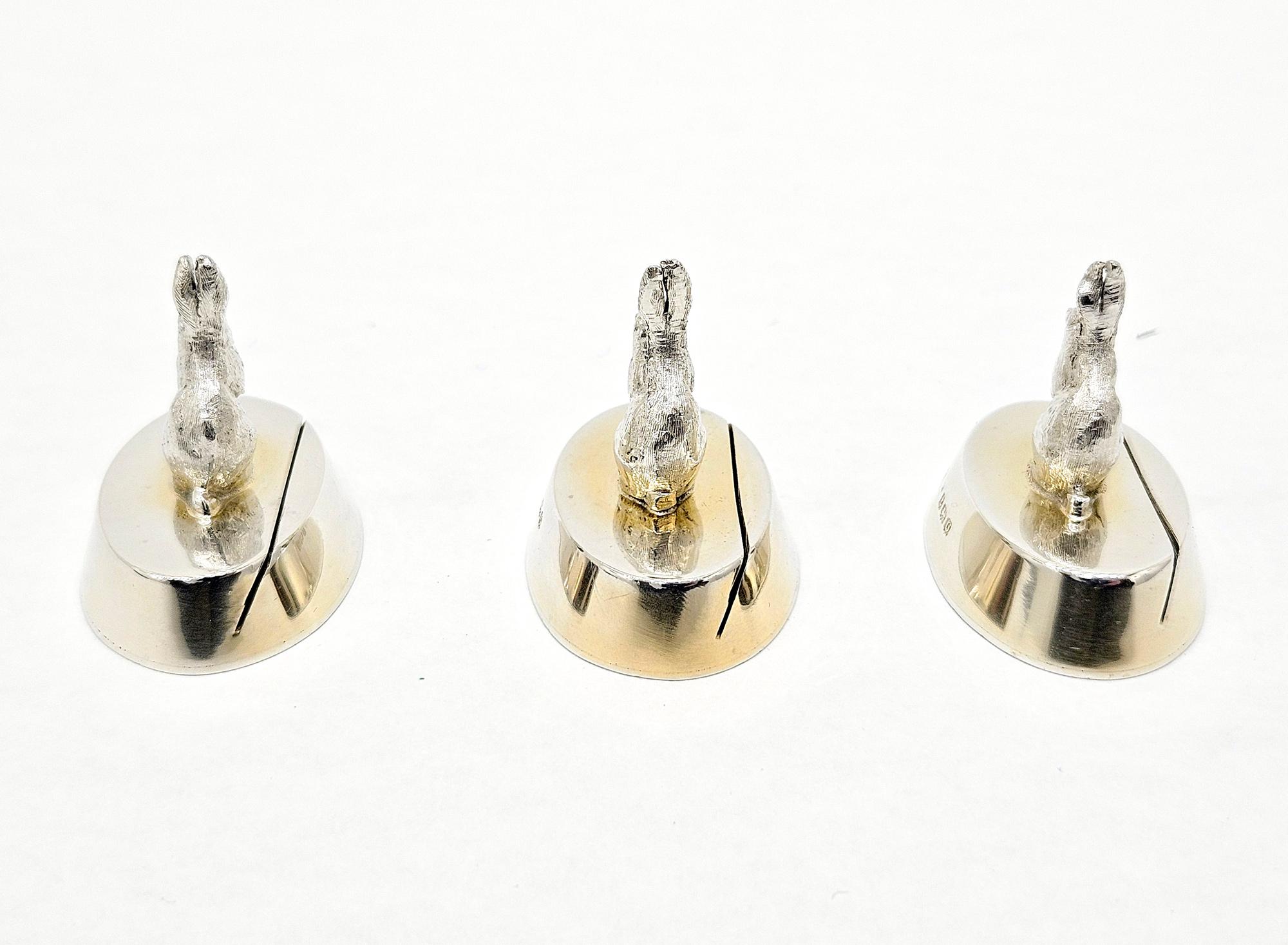 Gorham Sterling Silver Rabbit / Hare Place Card Holders in Original Case, 1913 For Sale 5
