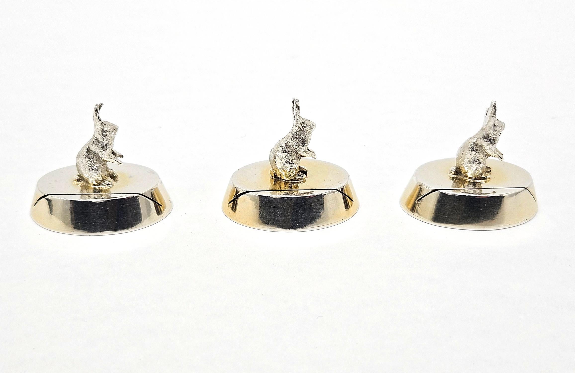 Gorham Sterling Silver Rabbit / Hare Place Card Holders in Original Case, 1913 For Sale 6