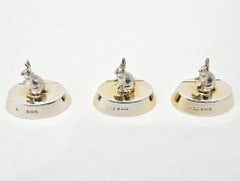 Gorham Sterling Silver Rabbit / Hare Place Card Holders in Original Case, 1913