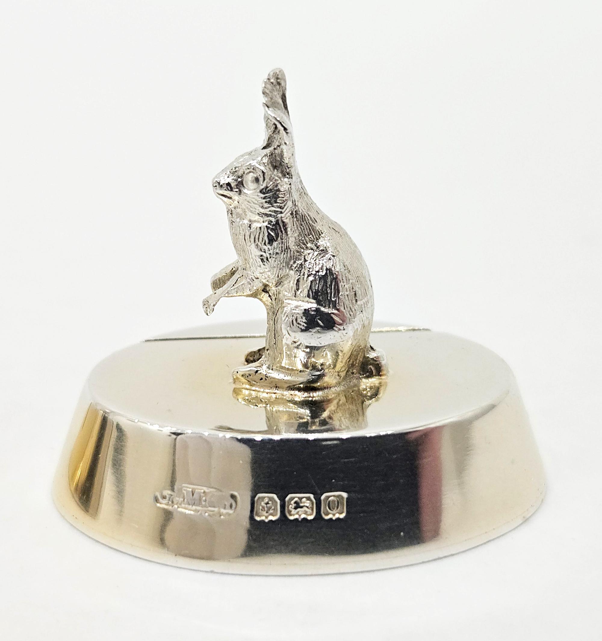 Edwardian Gorham Sterling Silver Rabbit / Hare Place Card Holders in Original Case, 1913 For Sale