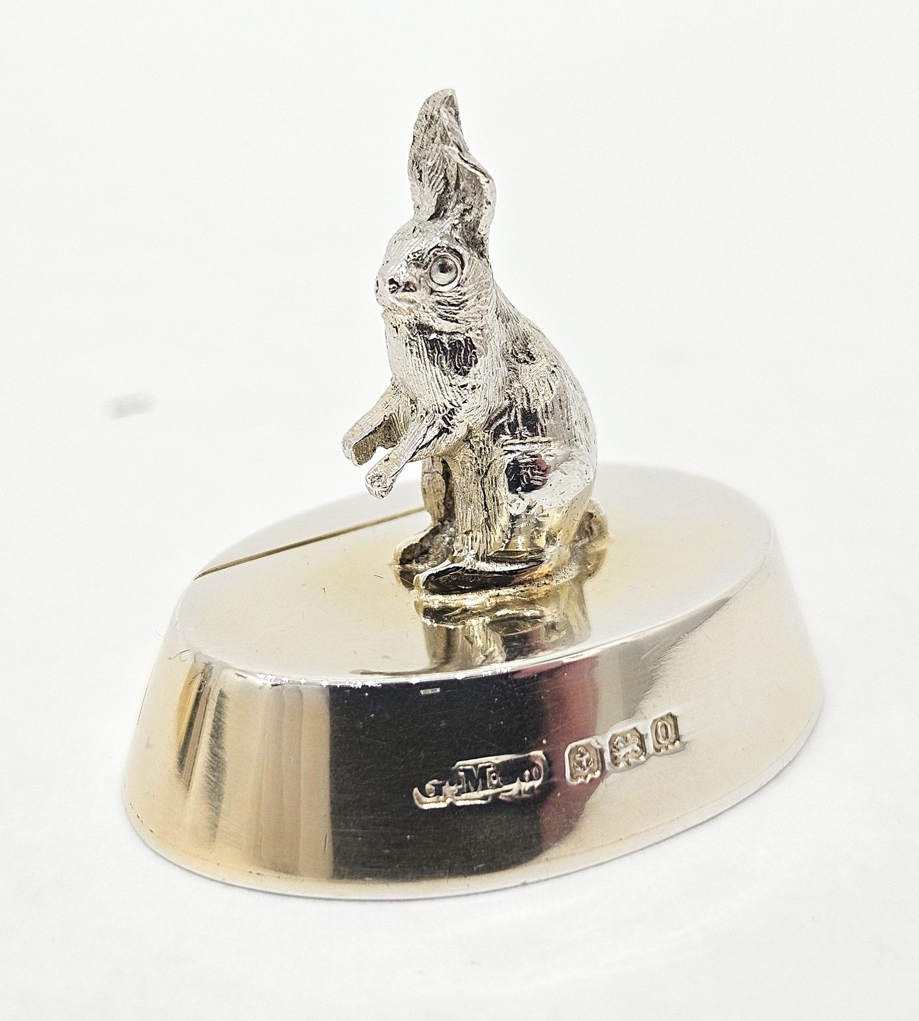 English Gorham Sterling Silver Rabbit / Hare Place Card Holders in Original Case, 1913 For Sale
