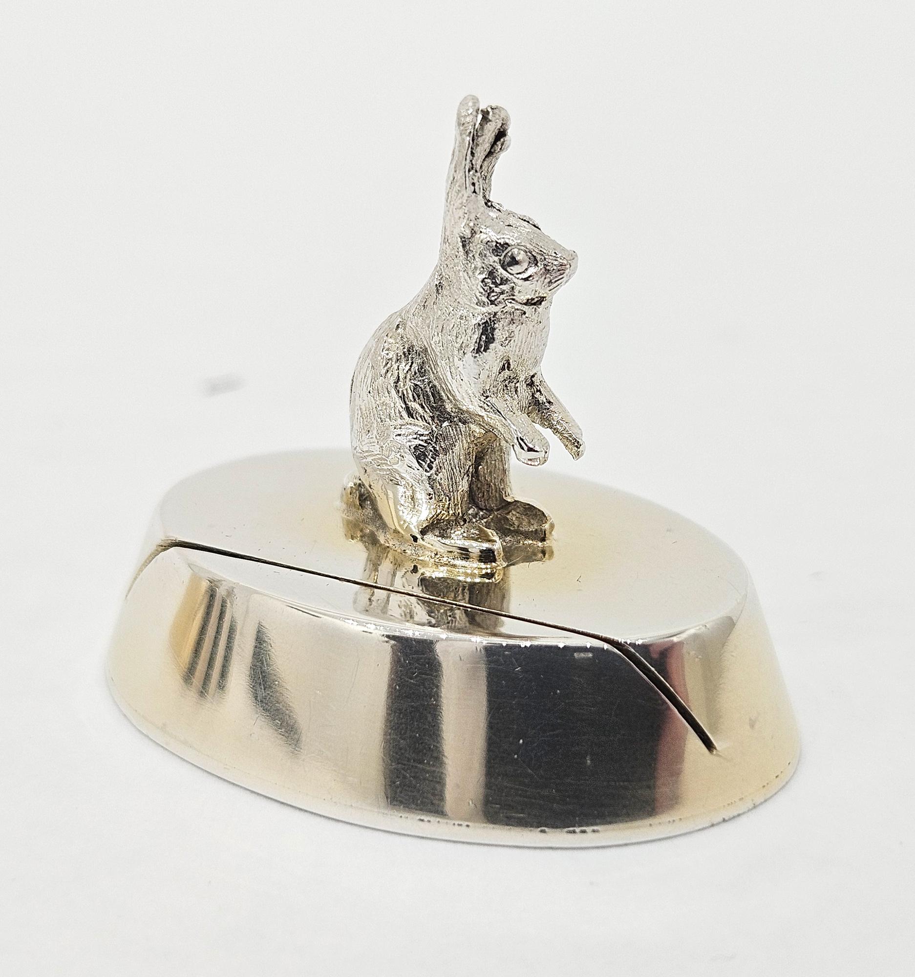 Gorham Sterling Silver Rabbit / Hare Place Card Holders in Original Case, 1913 In Good Condition For Sale In London, GB