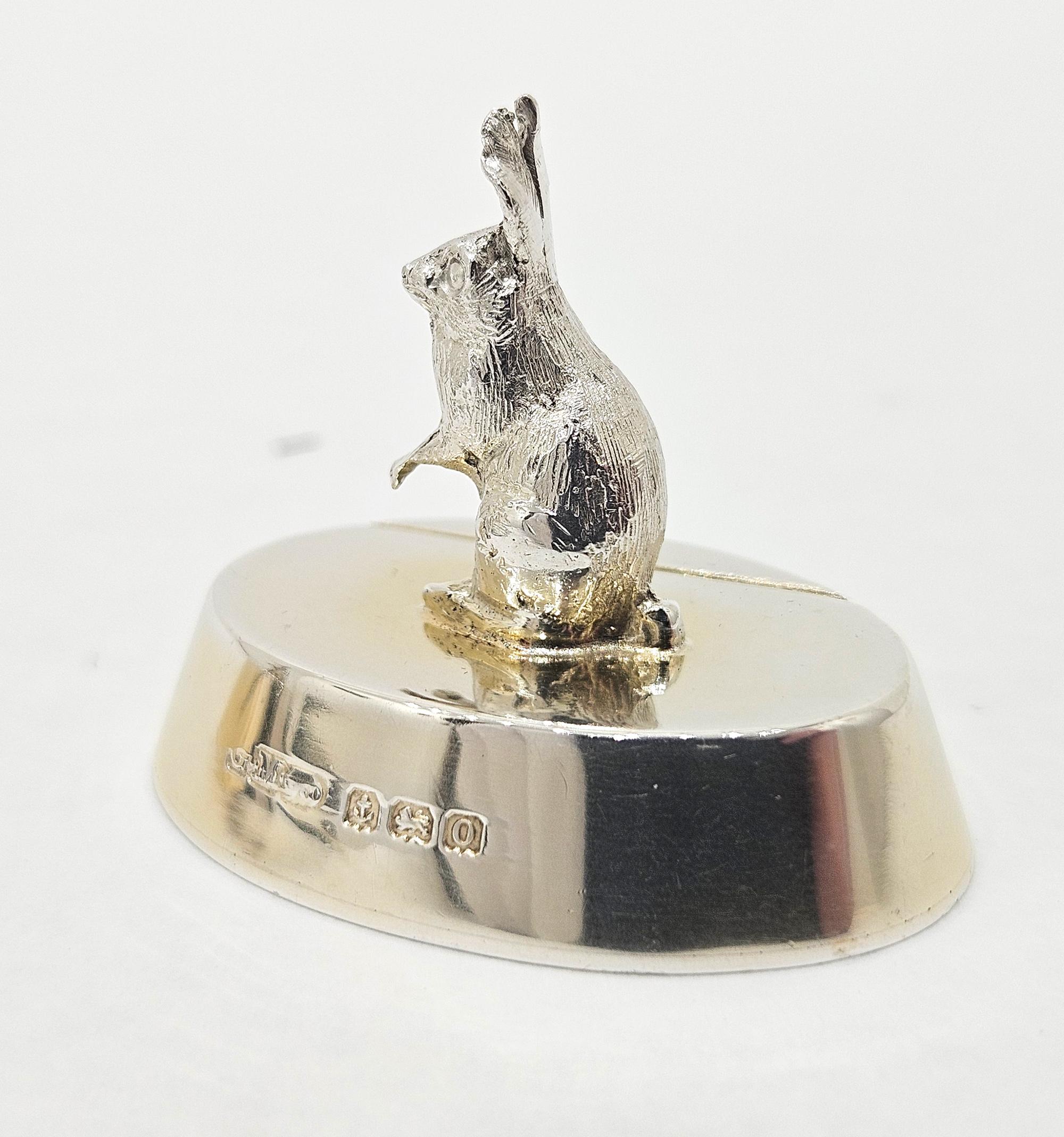 Gorham Sterling Silver Rabbit / Hare Place Card Holders in Original Case, 1913 For Sale 2