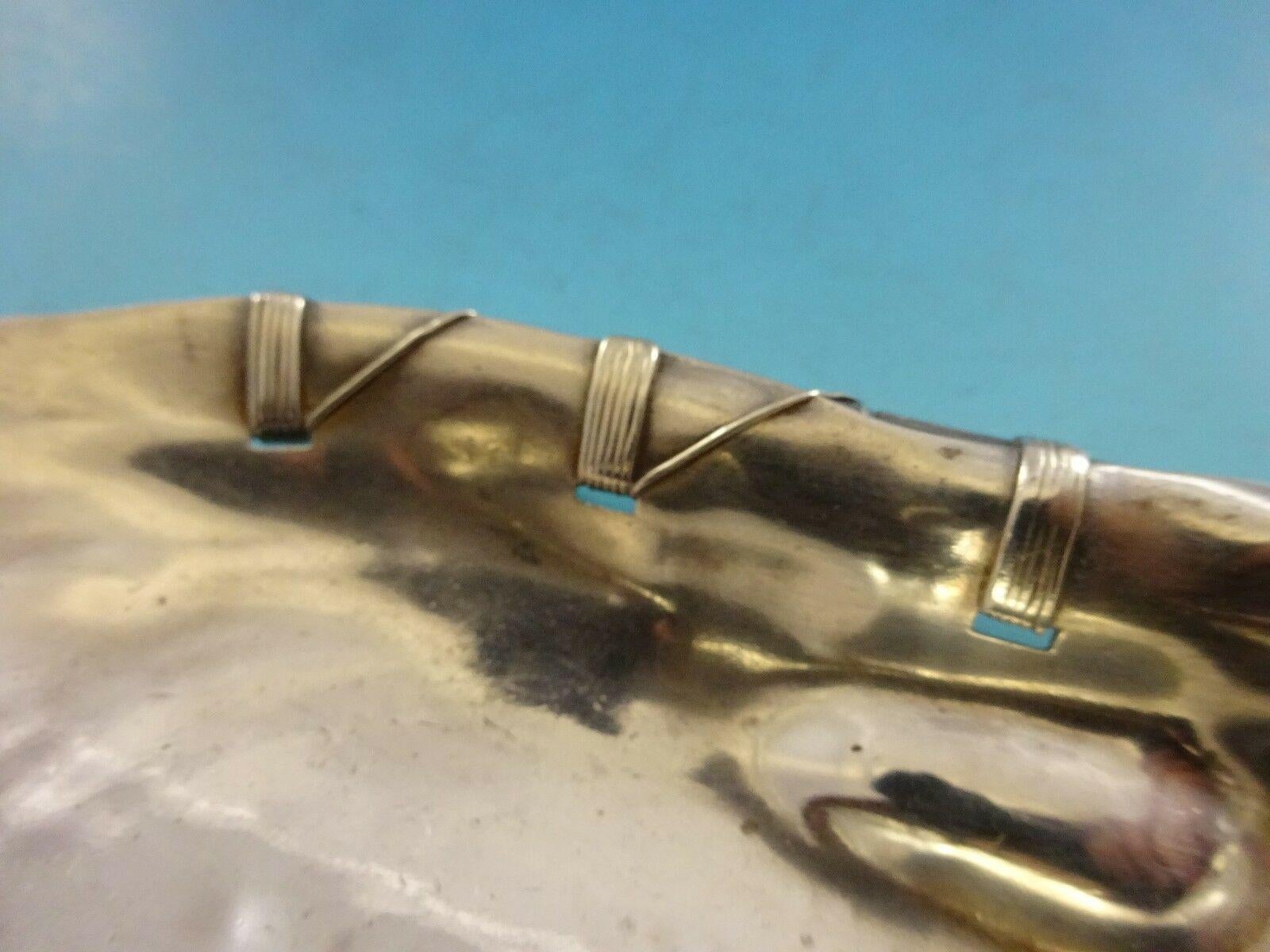 Argent sterling Cuillère de service à salade en argent sterling Gorham avec poignée en bambou #330 Antique