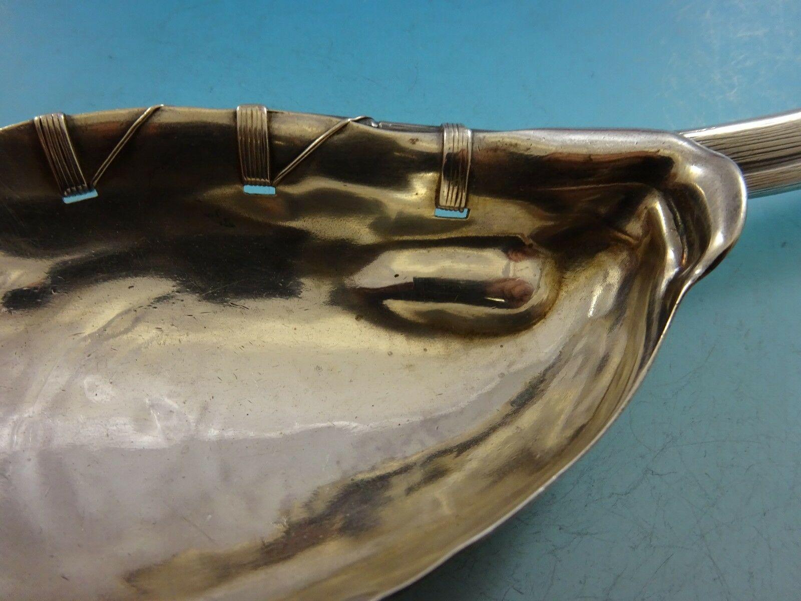 Cuillère de service à salade en argent sterling Gorham avec poignée en bambou #330 Antique 1