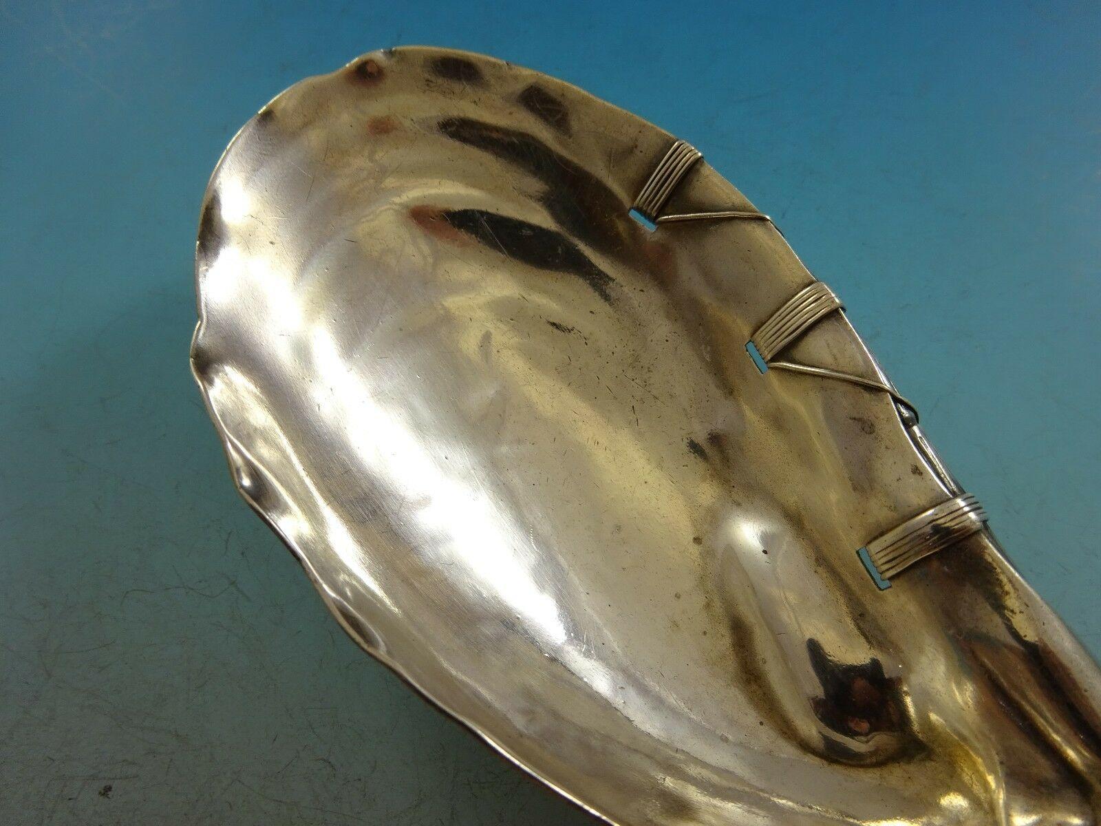 Cuillère de service à salade en argent sterling Gorham avec poignée en bambou #330 Antique 2