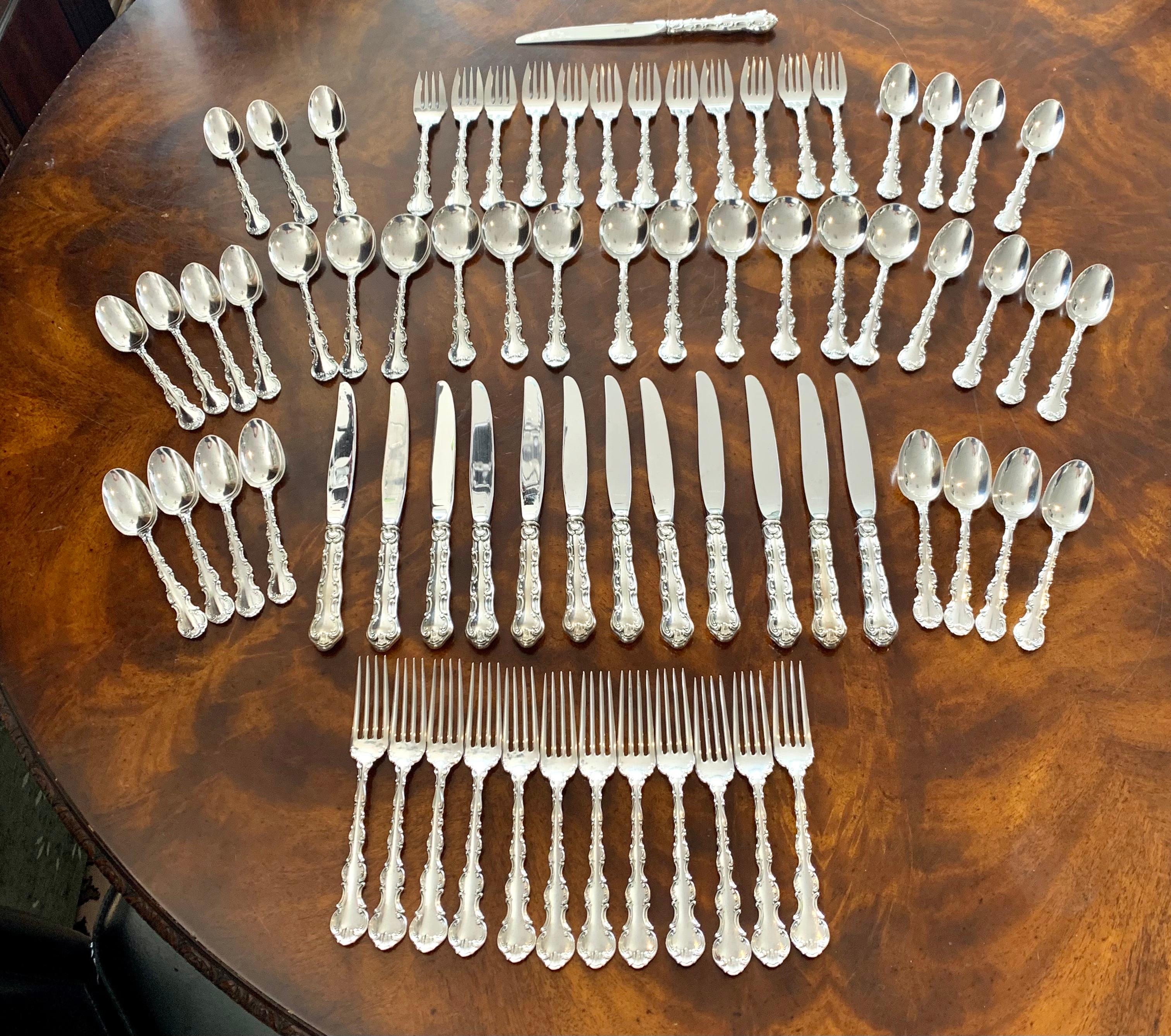 American Gorham Sterling Silver Service for 12 Style Strasbourg 72 Pieces in Total