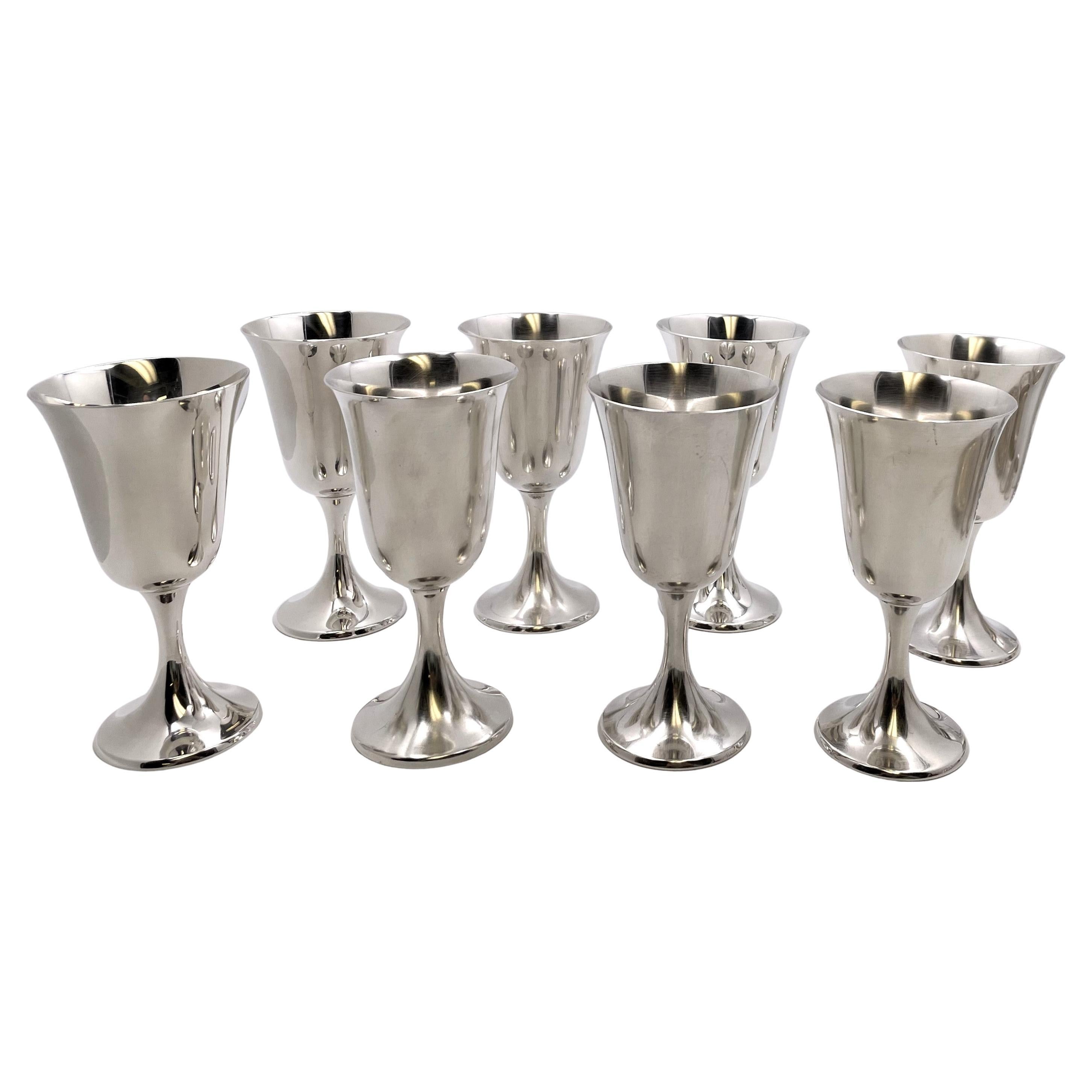 Gorham Sterling Silver Set of 8 Goblets #272 in Mid-Century Modern Style