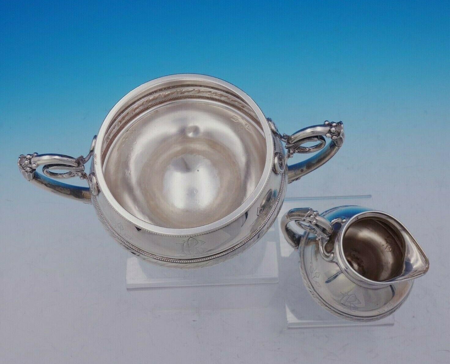 Service à thé de 3 pièces en argent sterling Gorham avec motif de feuilles de lierre et d'acanthe #213 2