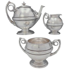Service à thé de 3 pièces en argent sterling Gorham avec motif de feuilles de lierre et d'acanthe #213