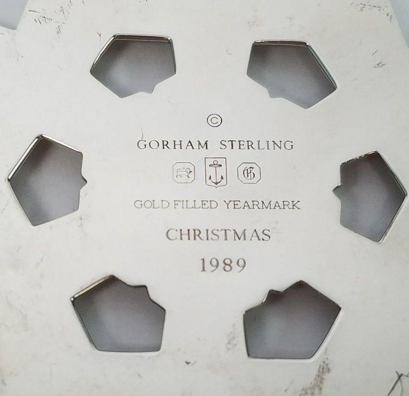 American Gorham Sterling Silver Two-Tone Snowflake Ornament, 1989