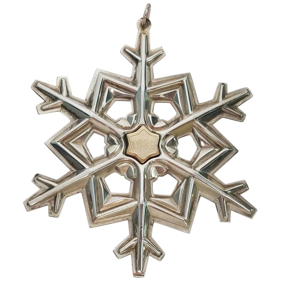 Gorham Sterling Silver Two-Tone Snowflake Ornament, 1989