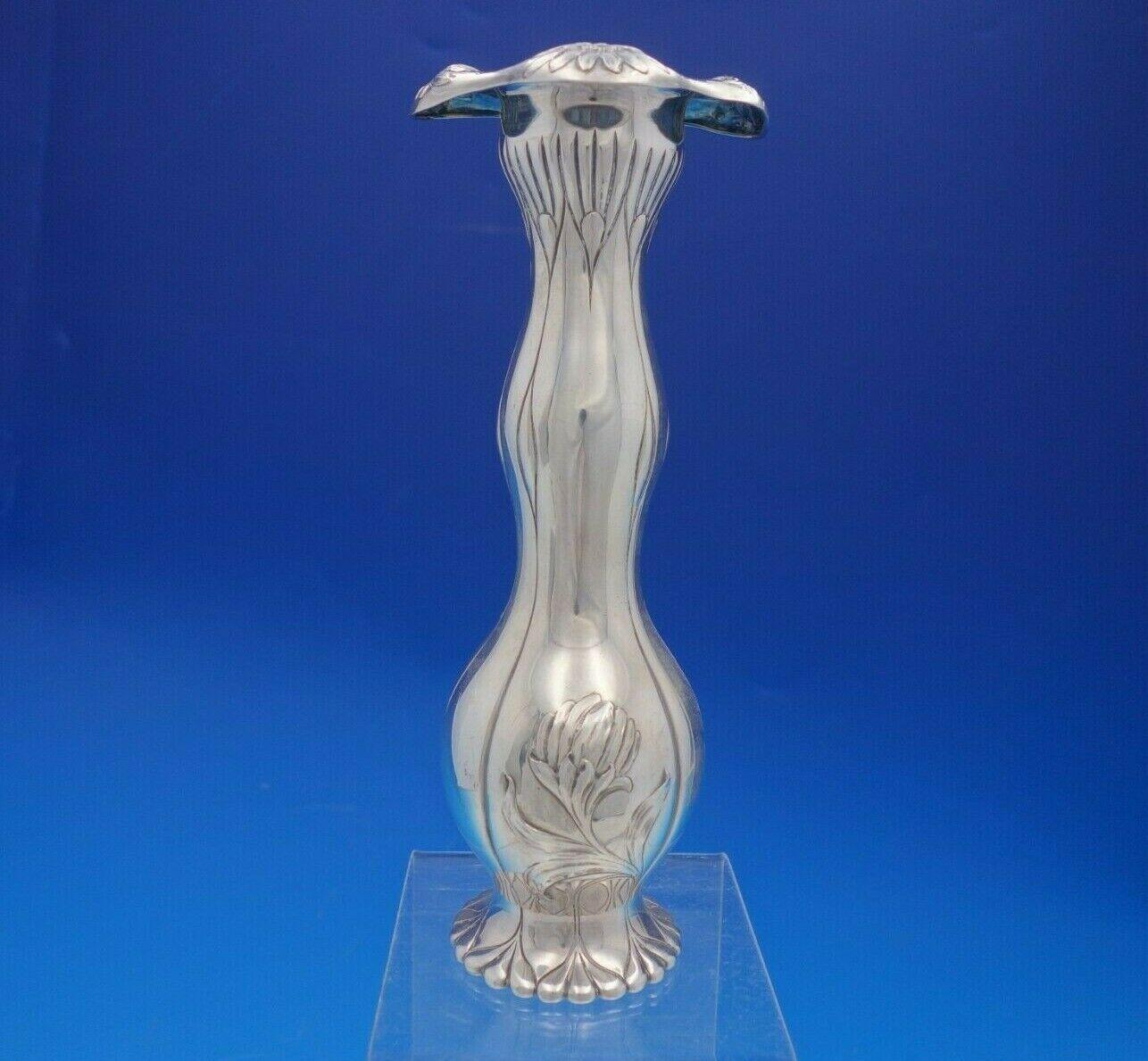 American Gorham Sterling Silver Vase with Floral Daisies Art Nouveau