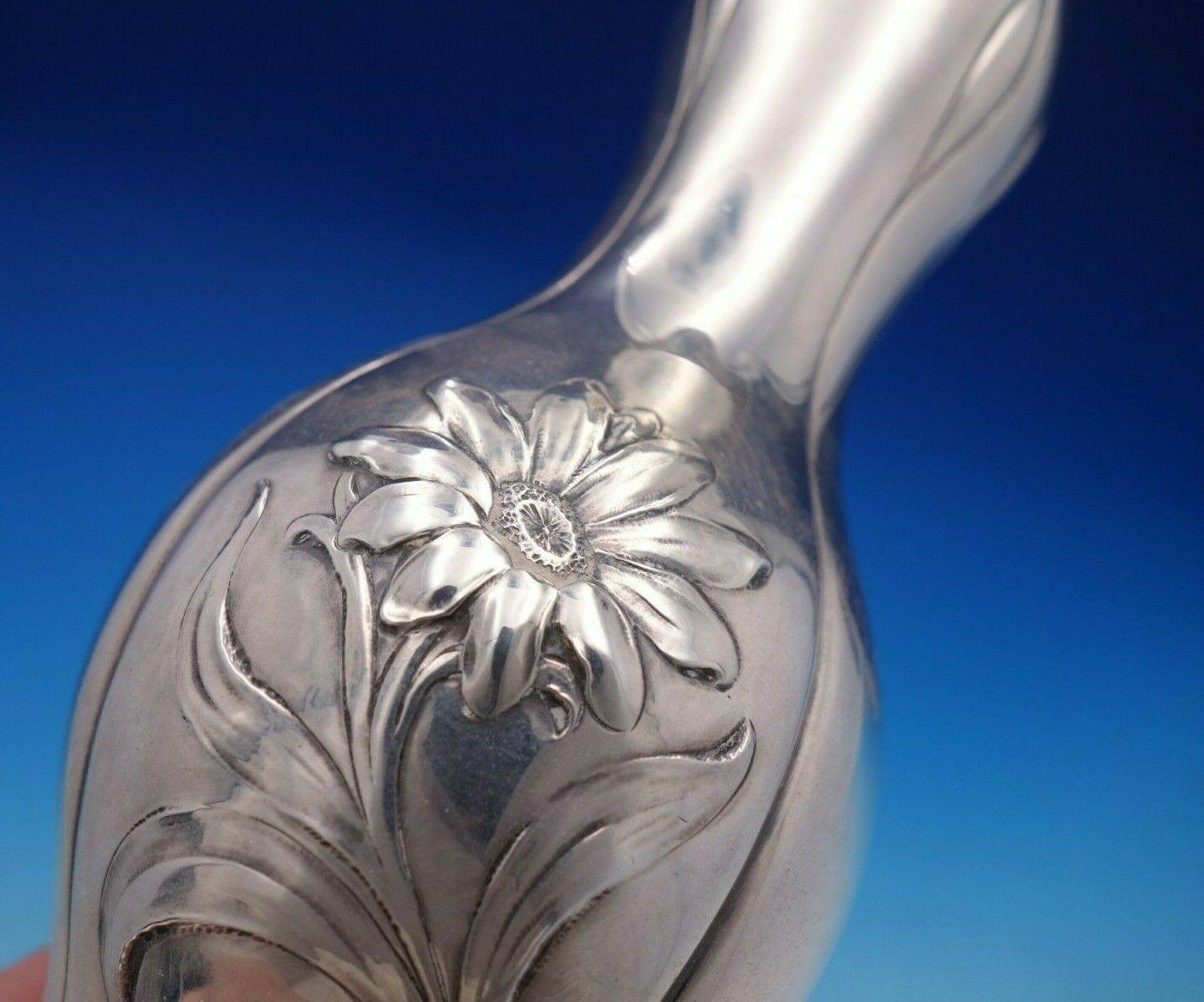 Gorham Sterling Silver Vase with Floral Daisies Art Nouveau 1