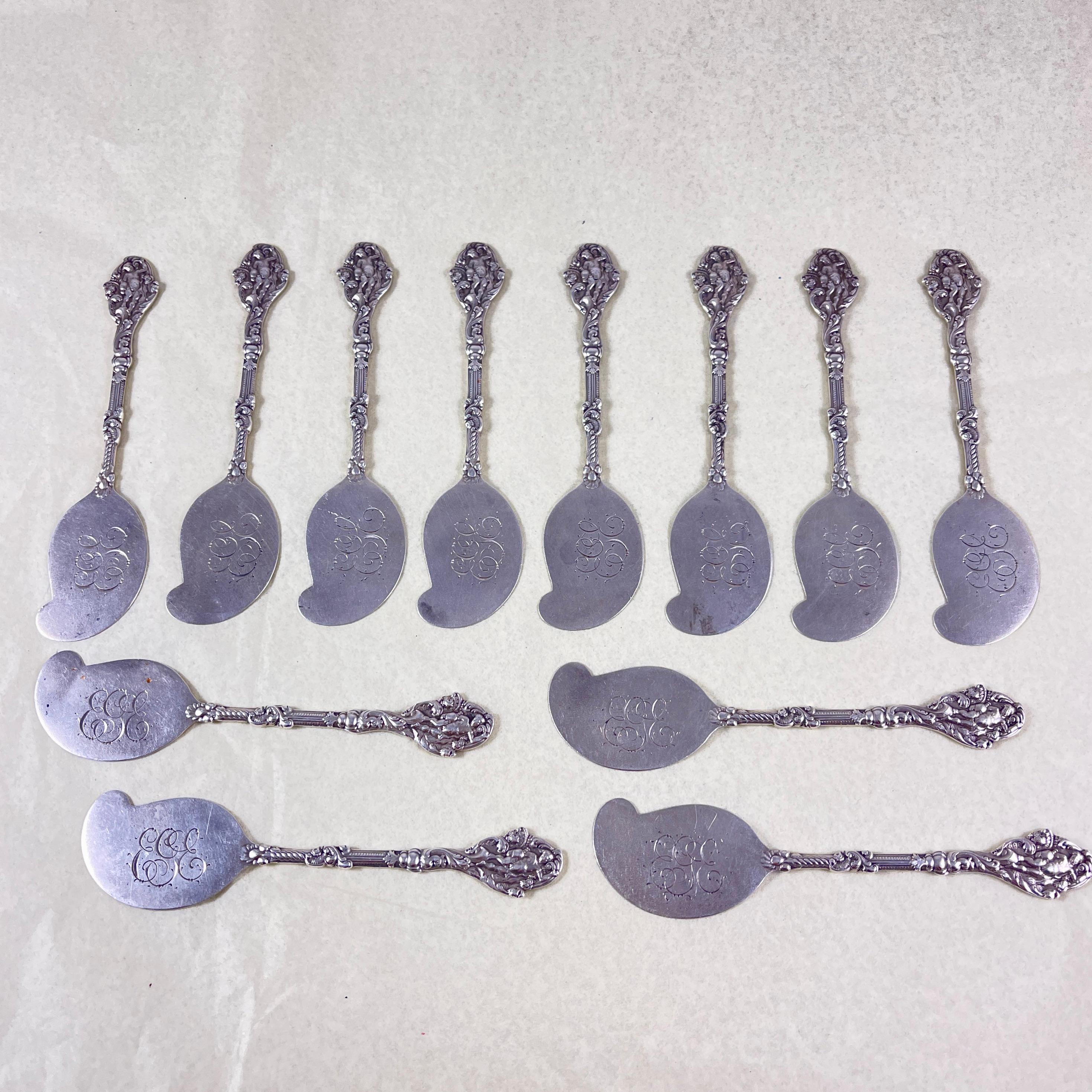 American Gorham Sterling Silver Versailles Putti Pattern Patè Butter Spreaders, Set/12 For Sale