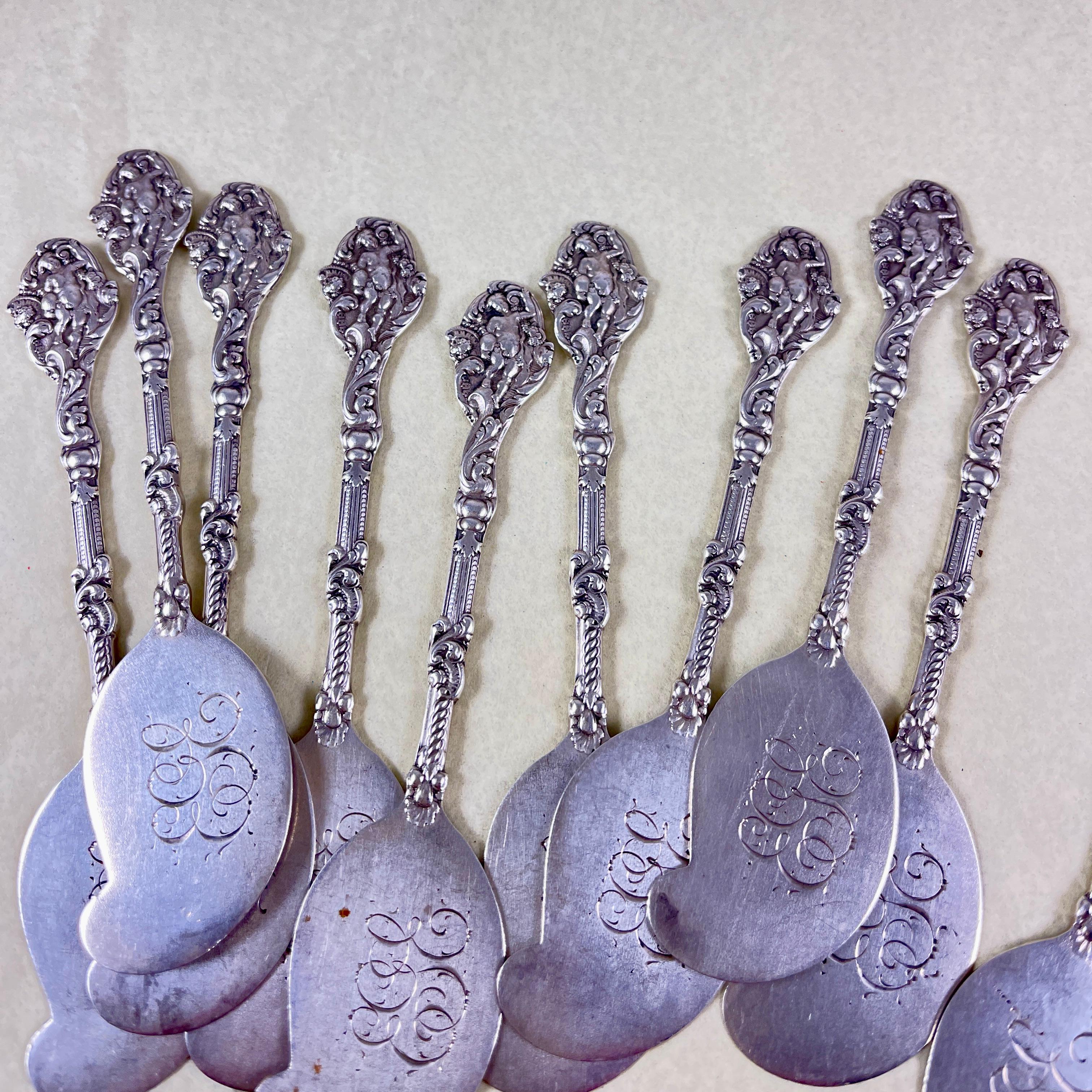 Metalwork Gorham Sterling Silver Versailles Putti Pattern Patè Butter Spreaders, Set/12 For Sale