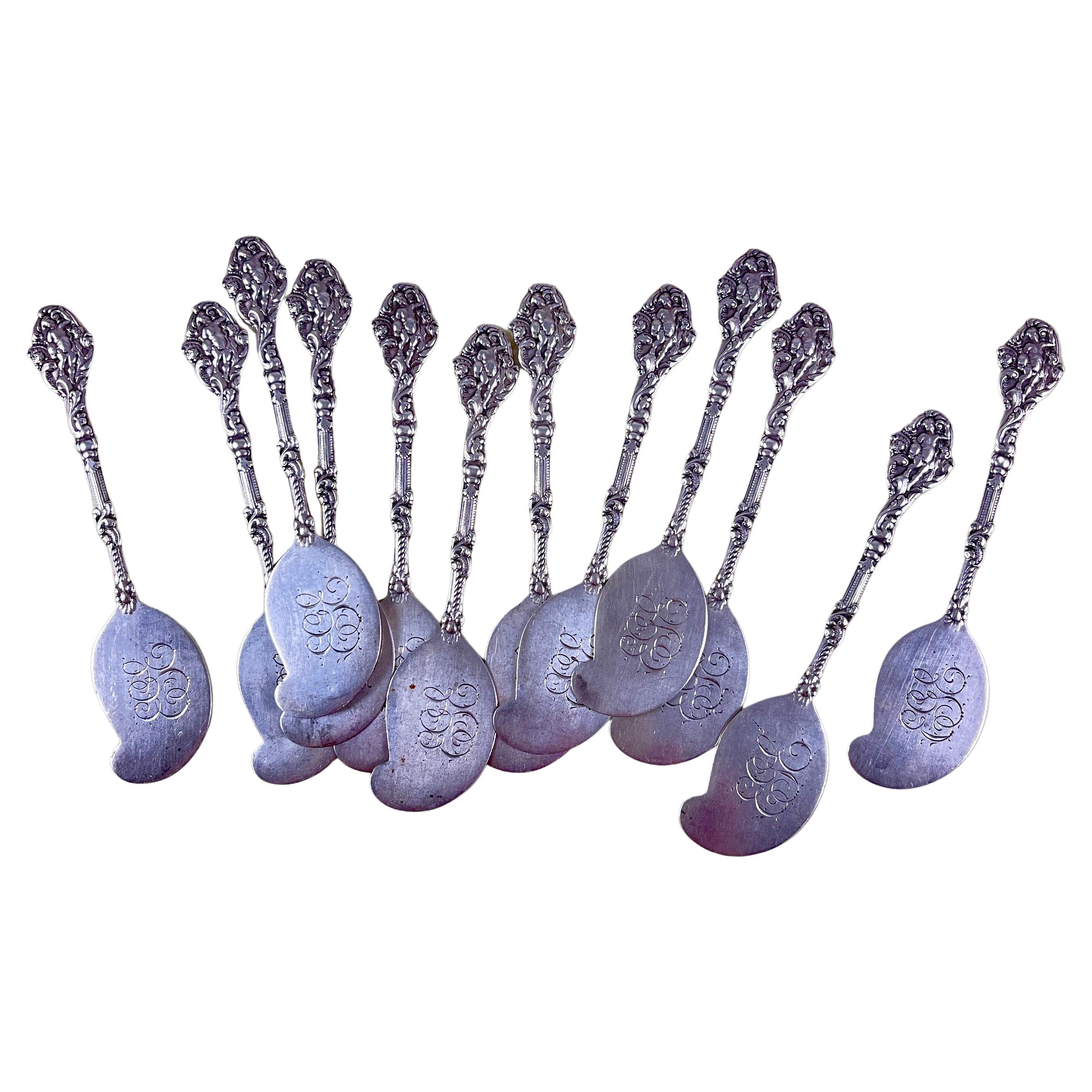 Gorham Sterling Silver Versailles Putti Pattern Patè Butter Spreaders, Set/12 For Sale