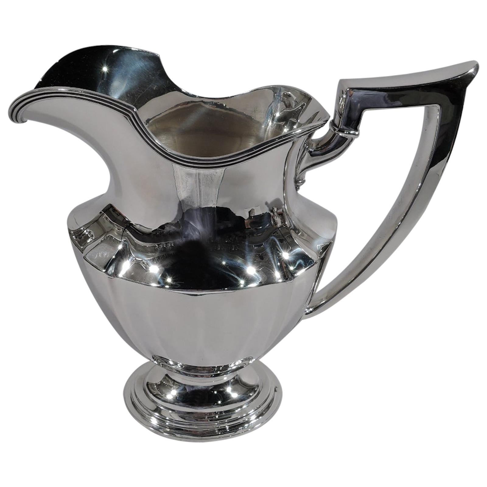 Gorham Sterling Silver Water Pitcher in Art Deco Plymouth Pattern