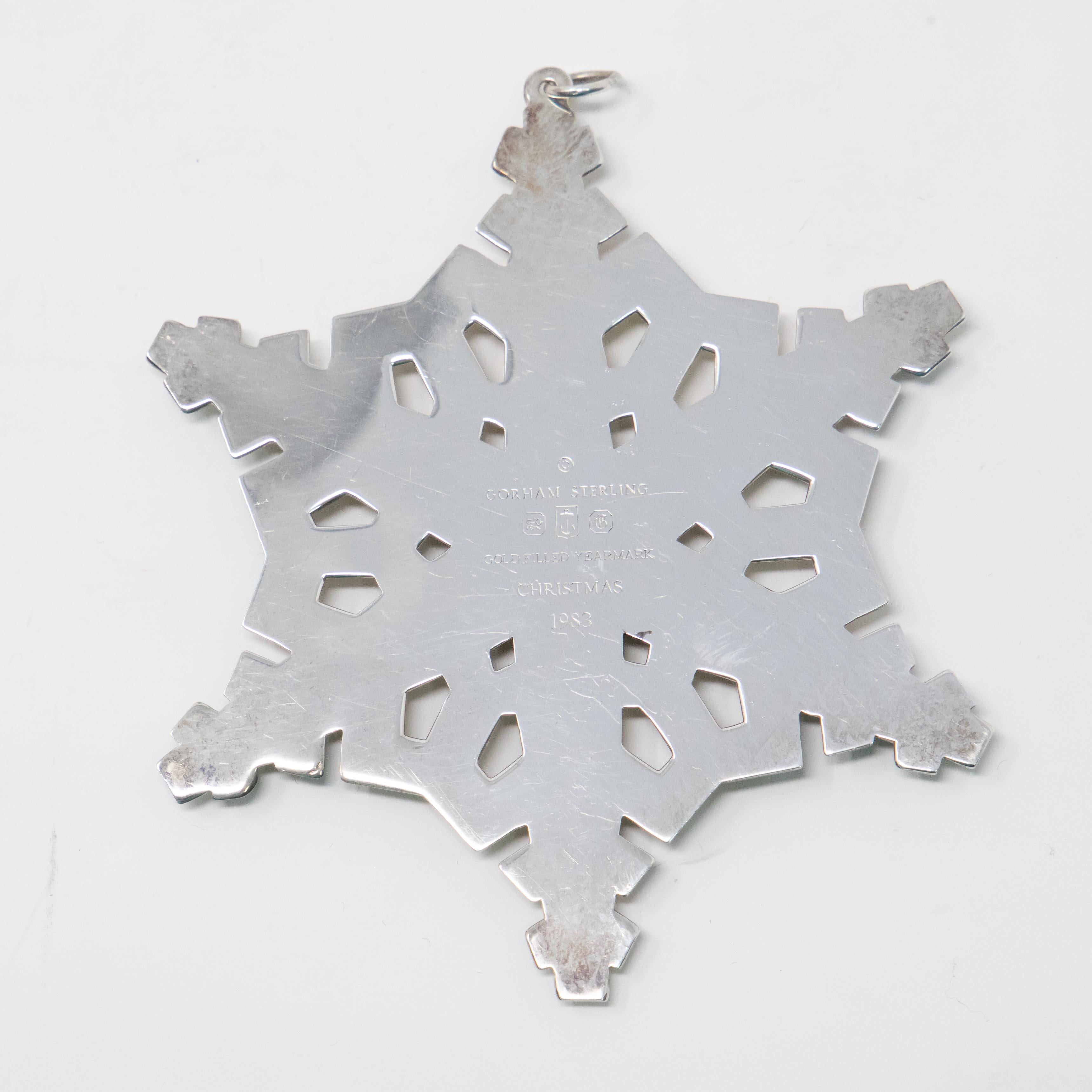 Gold Gorham Sterling Snowflake, 1983 For Sale