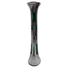 Gorham Tall Edwardian Art Nouveau Green Silver Overlay Vase