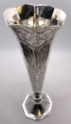 Gorham Tall Sterling Silver Vase from Late 19th Century