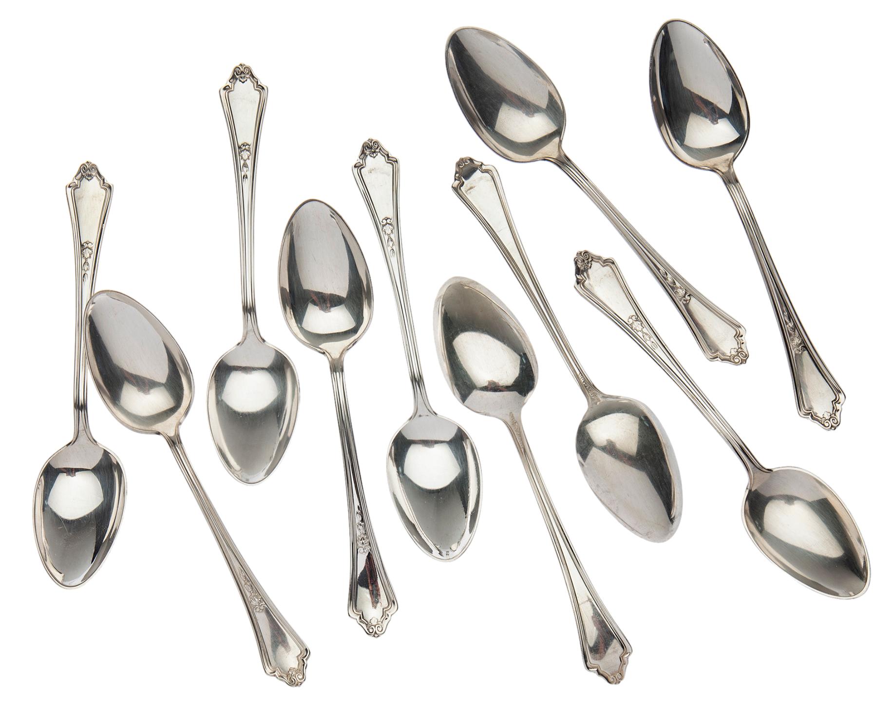 Gorham Teaspoons in Shelburne Pattern; Set/10 In Good Condition For Sale In Malibu, CA