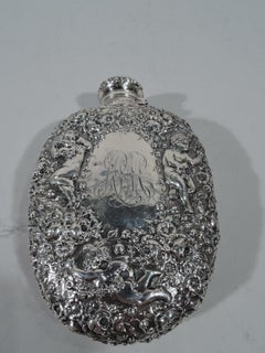 Gorham Turn-of-the-century Sterling Silver Rose and Cherub Flask
