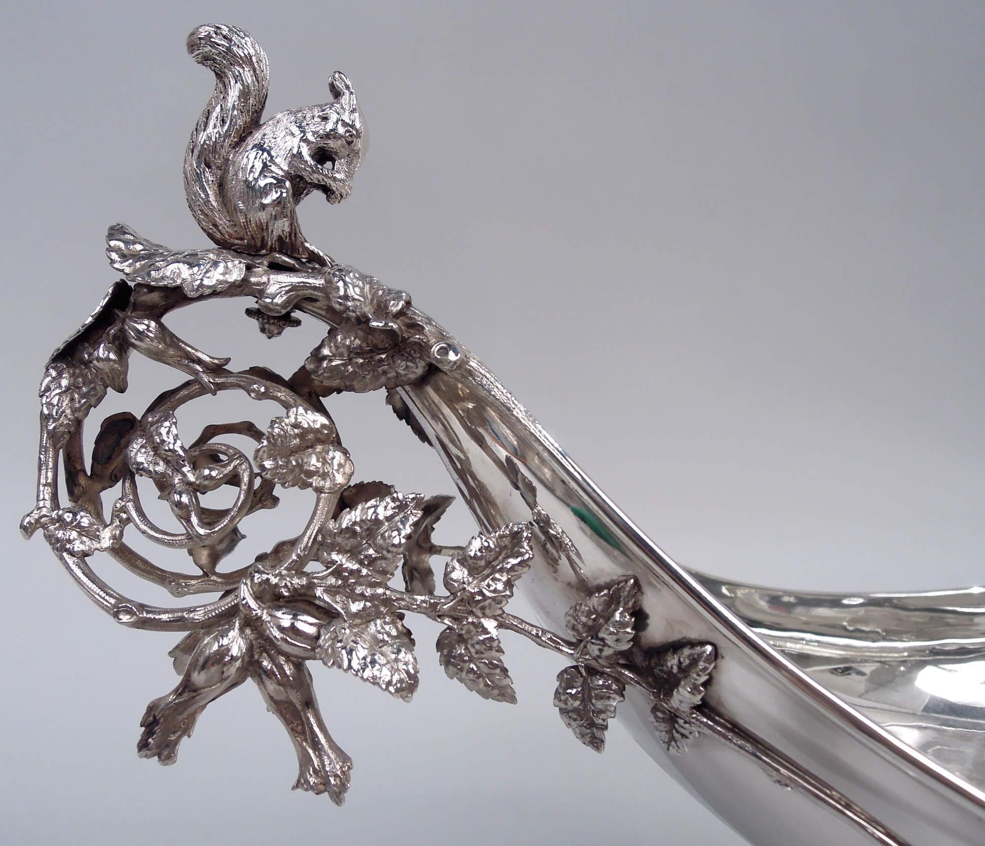 Victorien Gorham Victorian Classical Sterling Silver Squirrel Centerpiece Bowl, 1870 en vente