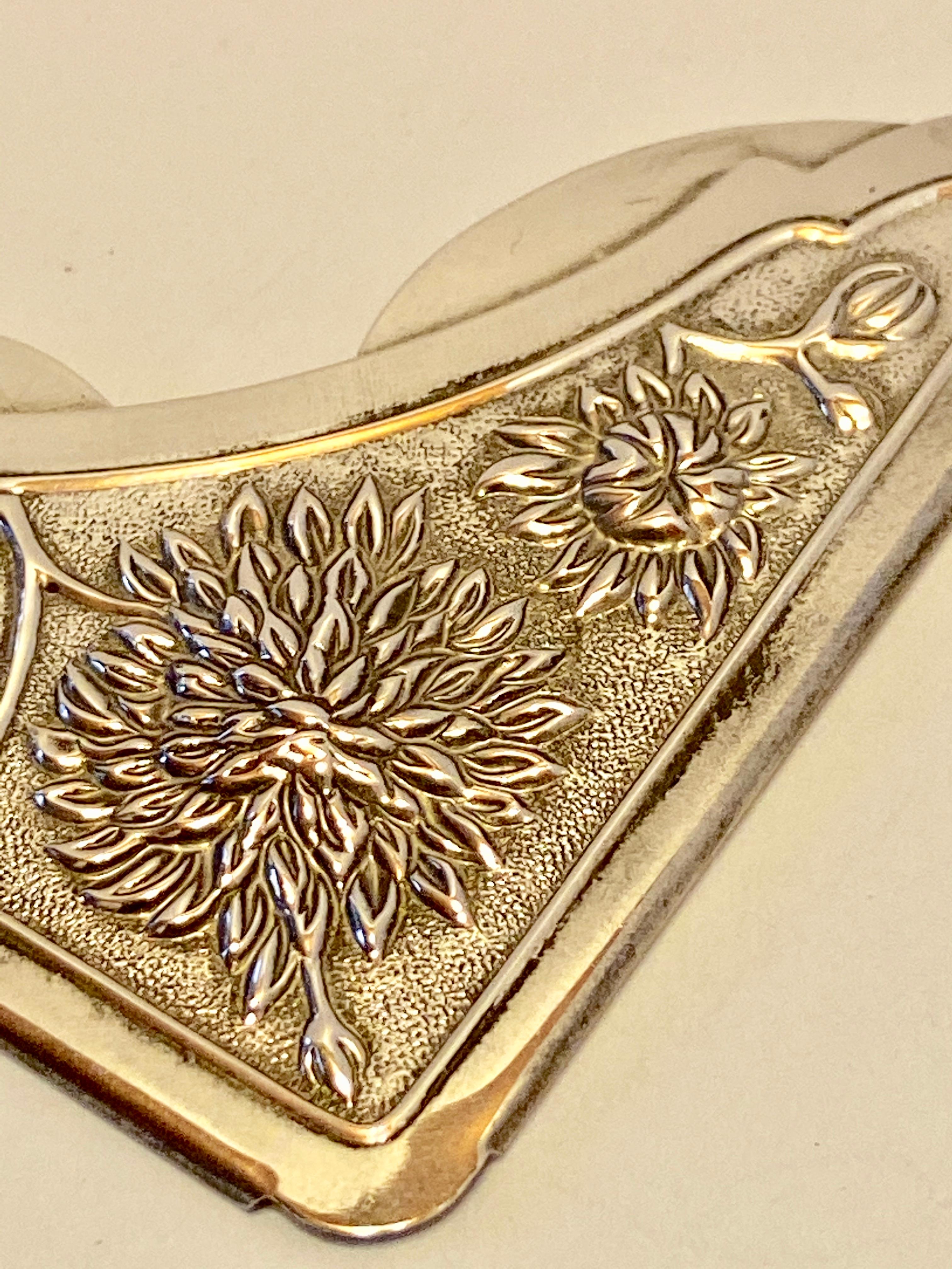 Women's or Men's Gorham Victorian Sterling Silver Detailed Bursting Floral Bookmark For Sale