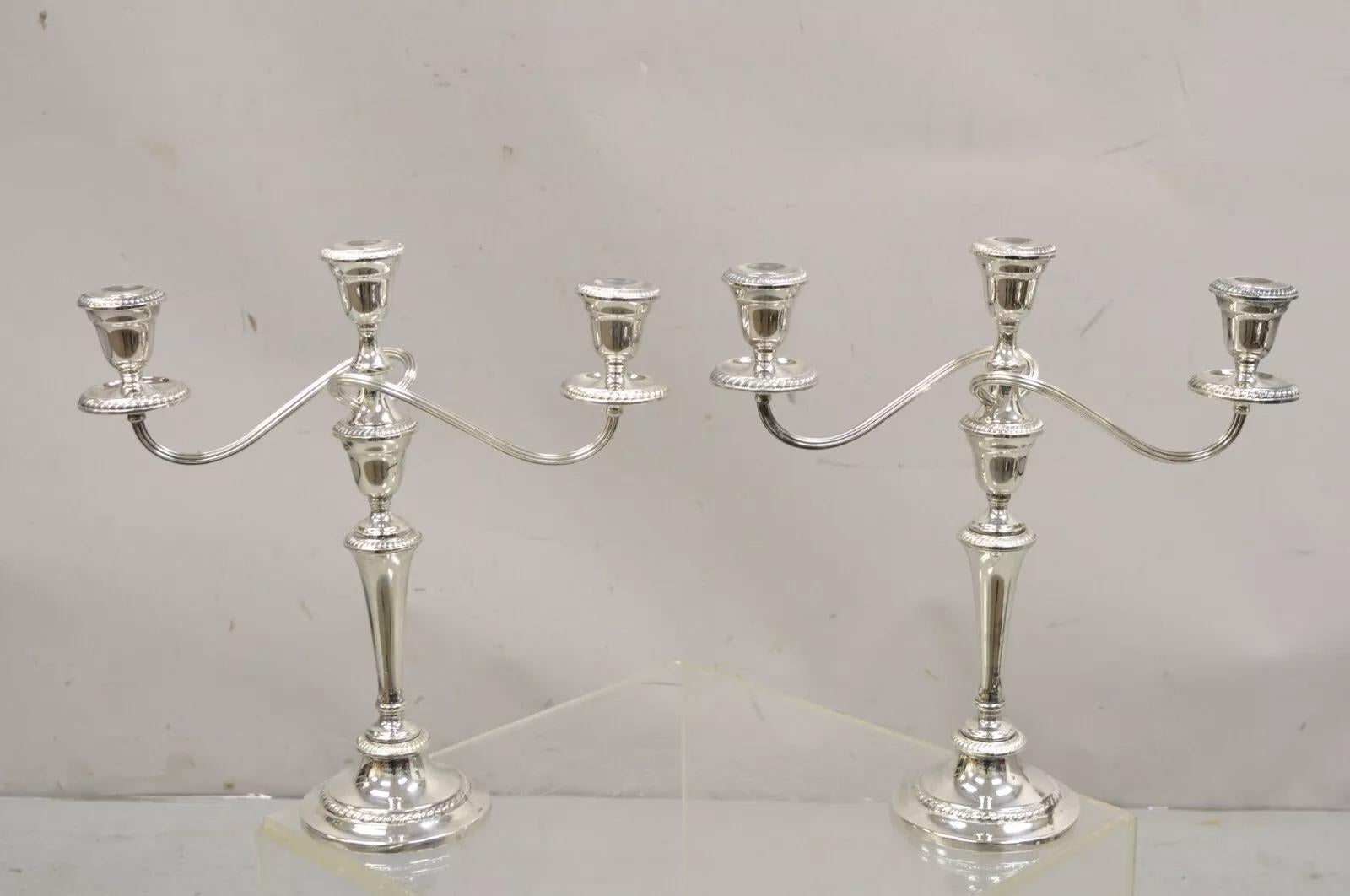 Gorham YC3031 3 Arm Branch Colonial Silver Plated Candle Candelabra - a Pair 5