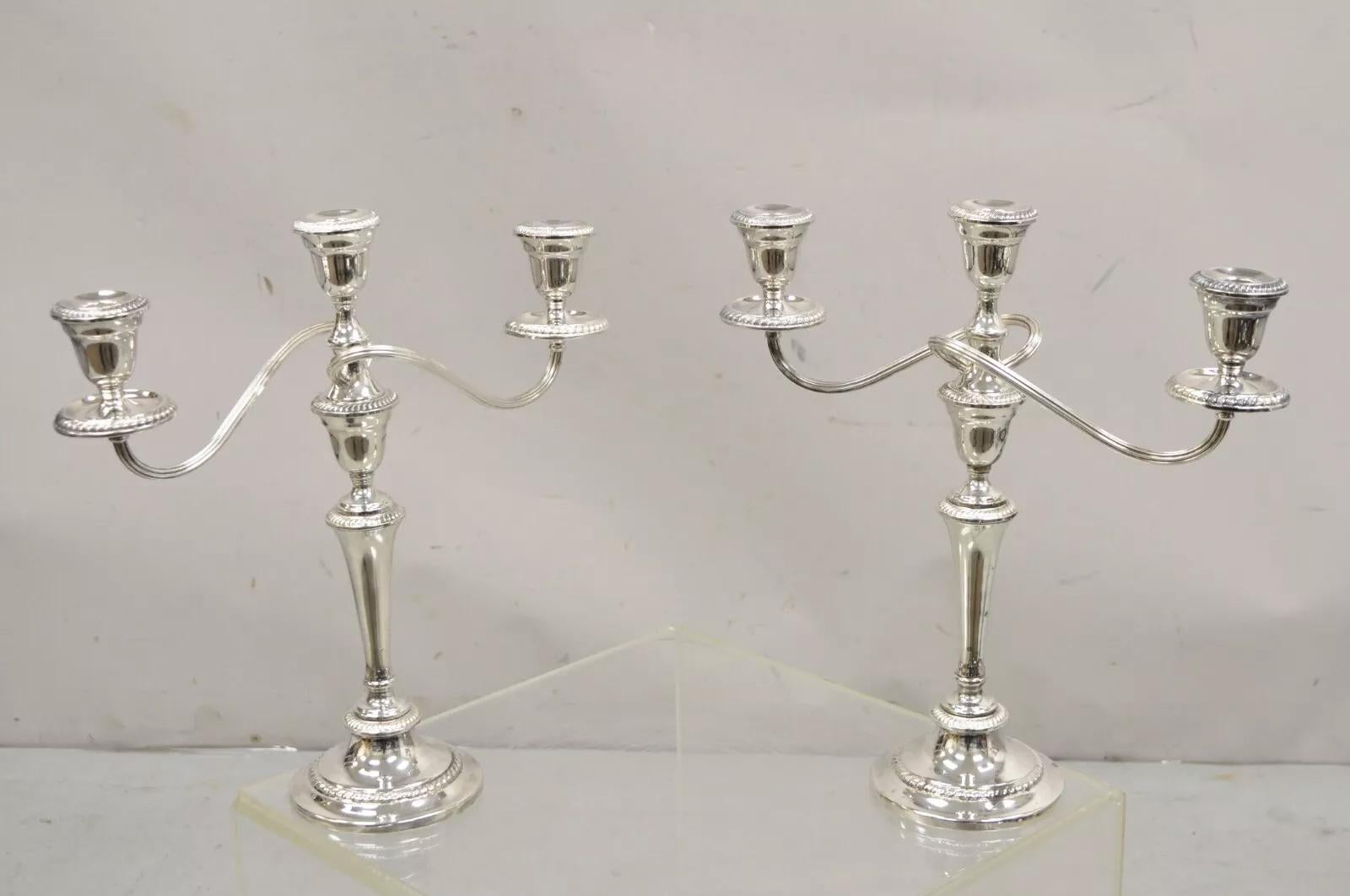 Other Gorham YC3031 3 Arm Branch Colonial Silver Plated Candle Candelabra - a Pair