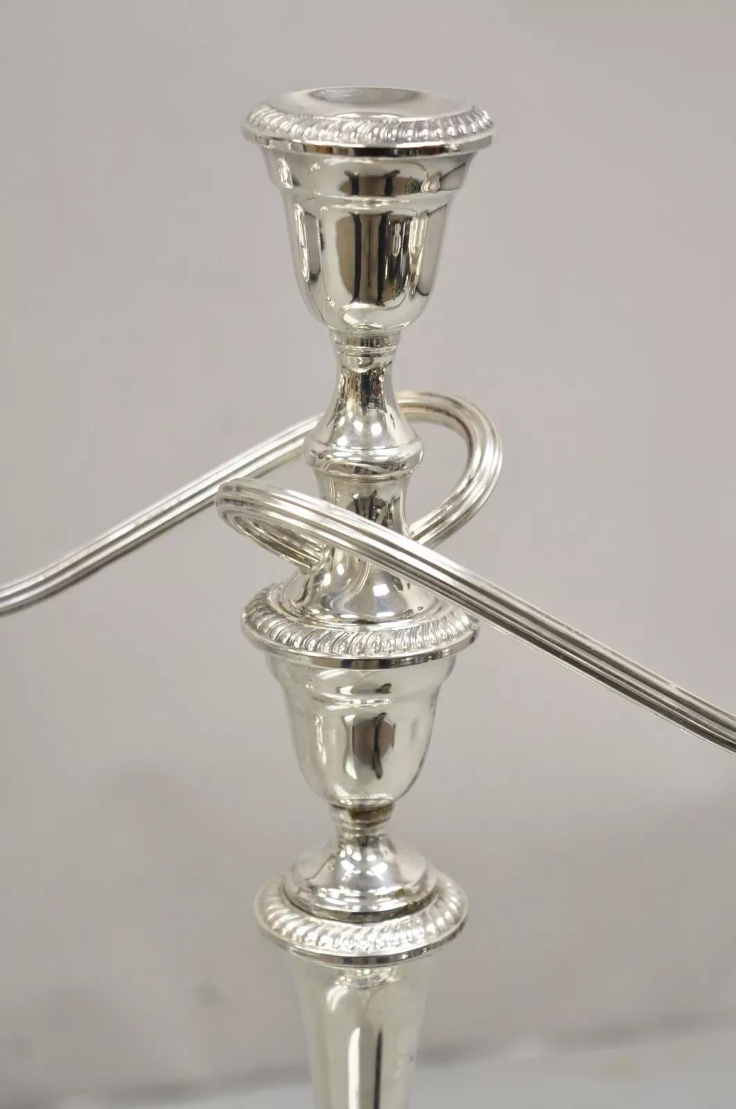 Unknown Gorham YC3031 3 Arm Branch Colonial Silver Plated Candle Candelabra - a Pair