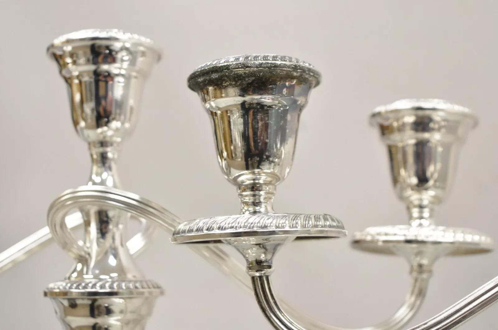 Gorham YC3031 3 Arm Branch Colonial Silver Plated Candle Candelabra - a Pair 3