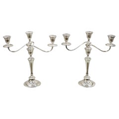 Gorham YC3031 Candelabro a 3 bracci Branch Colonial placcato in argento - una coppia