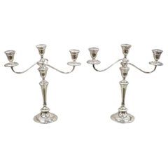 Gorham YC3031 3 Arm Branch Colonial Silver Plated Candle Candelabra - a Pair