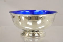 Gorham YC781 Azure Blue Enamel Silver Plated Round Modern Serving Bowl
