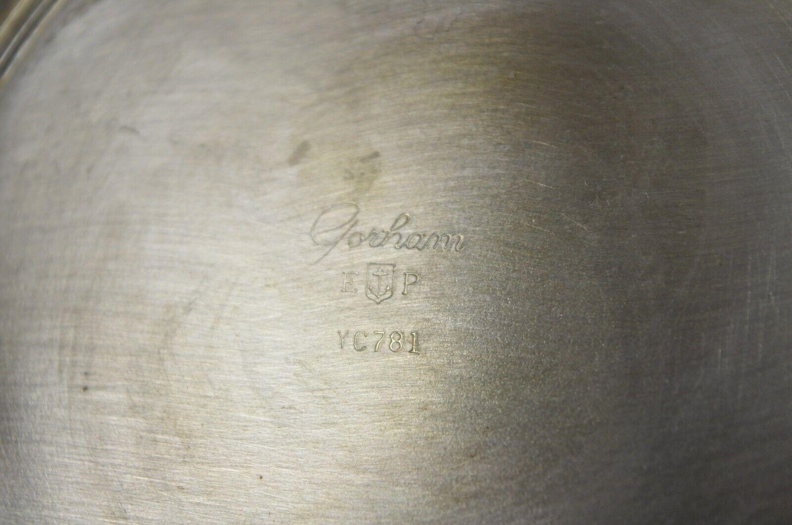Gorham YC781 Azure Blue Enamel Silver Plated Round Modern Serving Bowl For Sale 1