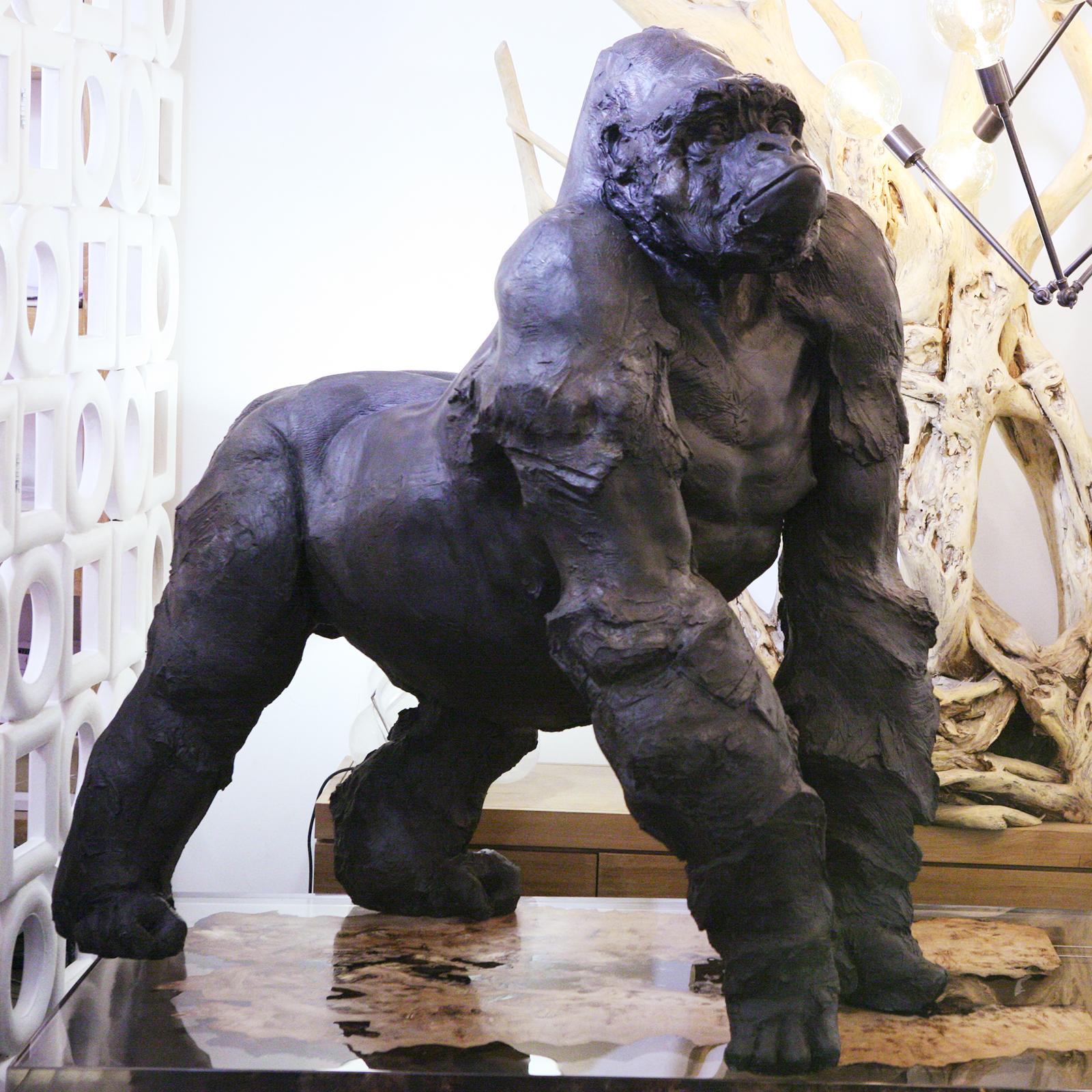 Contemporary Gorilla Grey Resin Sculpture For Sale