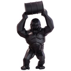 Gorilla Kong Black Sculpture in Black Matt Resine Orlinski