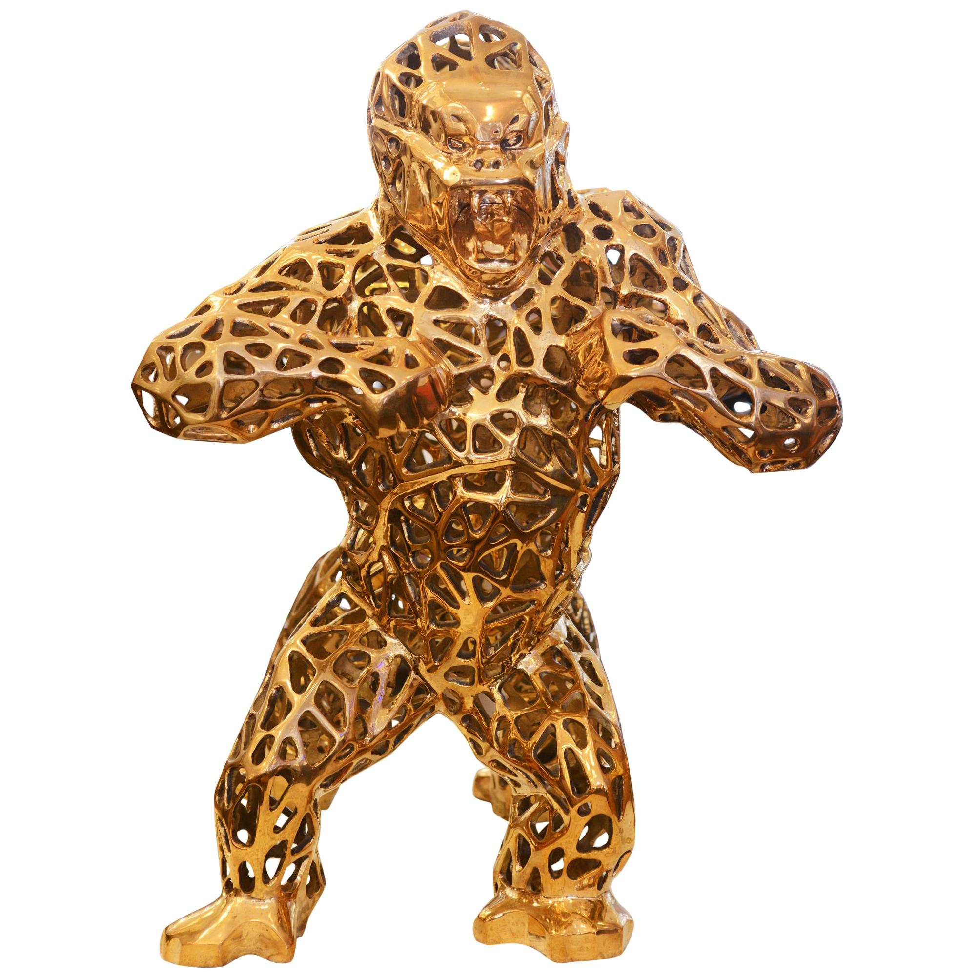 Gorilla Kong Sculpture in Solid Bronze Orlinski For Sale