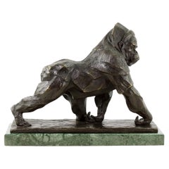 Gorilla Statue in the style of Rembrandt Bugatti , Bronze Sculpture