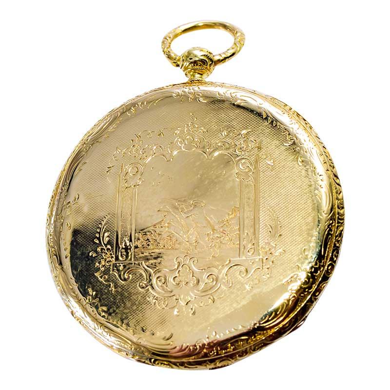 Baroque Gorini & Cie. 18 Karat Yellow Gold Keywind Pocket Watch, circa 1840s For Sale