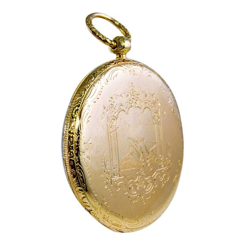 Gorini & Cie. 18 Karat Yellow Gold Keywind Pocket Watch, circa 1840s In Excellent Condition For Sale In Long Beach, CA