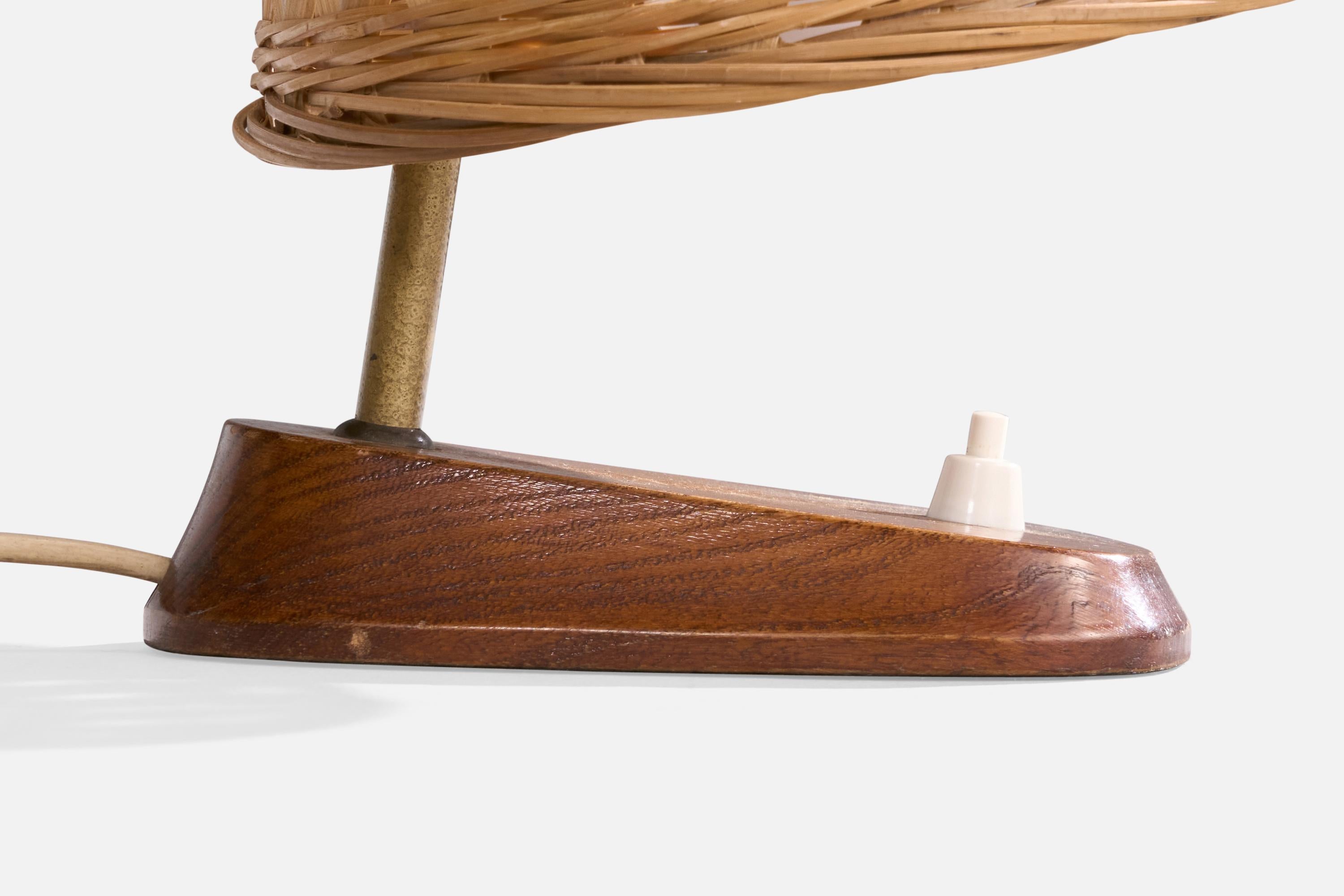 Görlitz, Lampade da tavolo. Teak, ottone, rattan, Germania, anni '60 in vendita 4