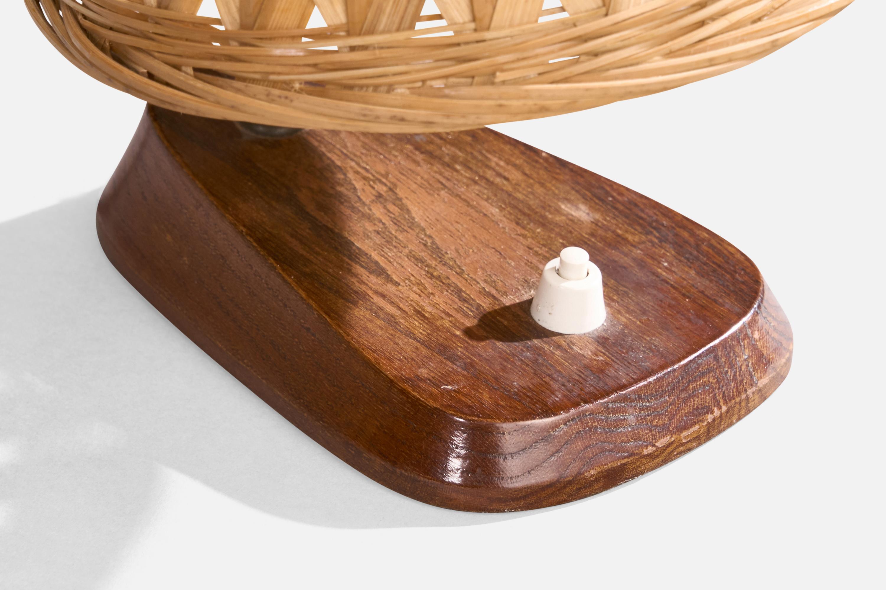 Görlitz, Lampade da tavolo. Teak, ottone, rattan, Germania, anni '60 in vendita 2