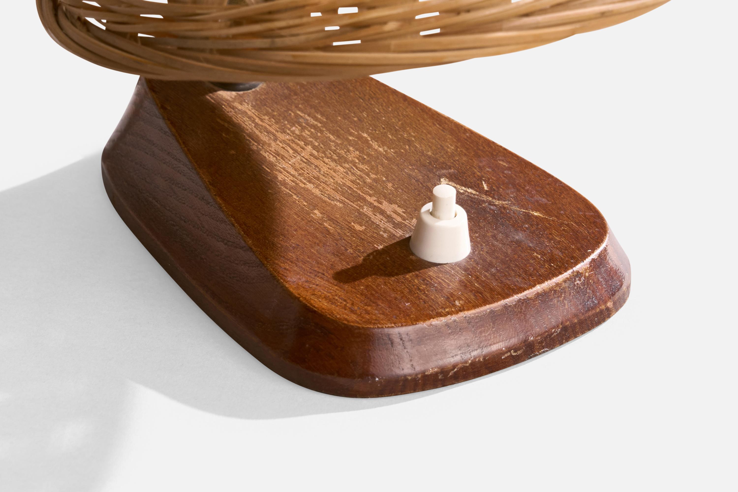 Görlitz, Lampade da tavolo. Teak, ottone, rattan, Germania, anni '60 in vendita 3